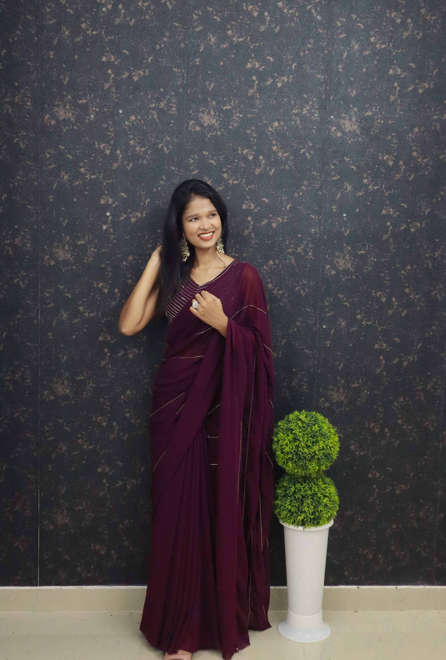 Hand Worked Saree And Blouse